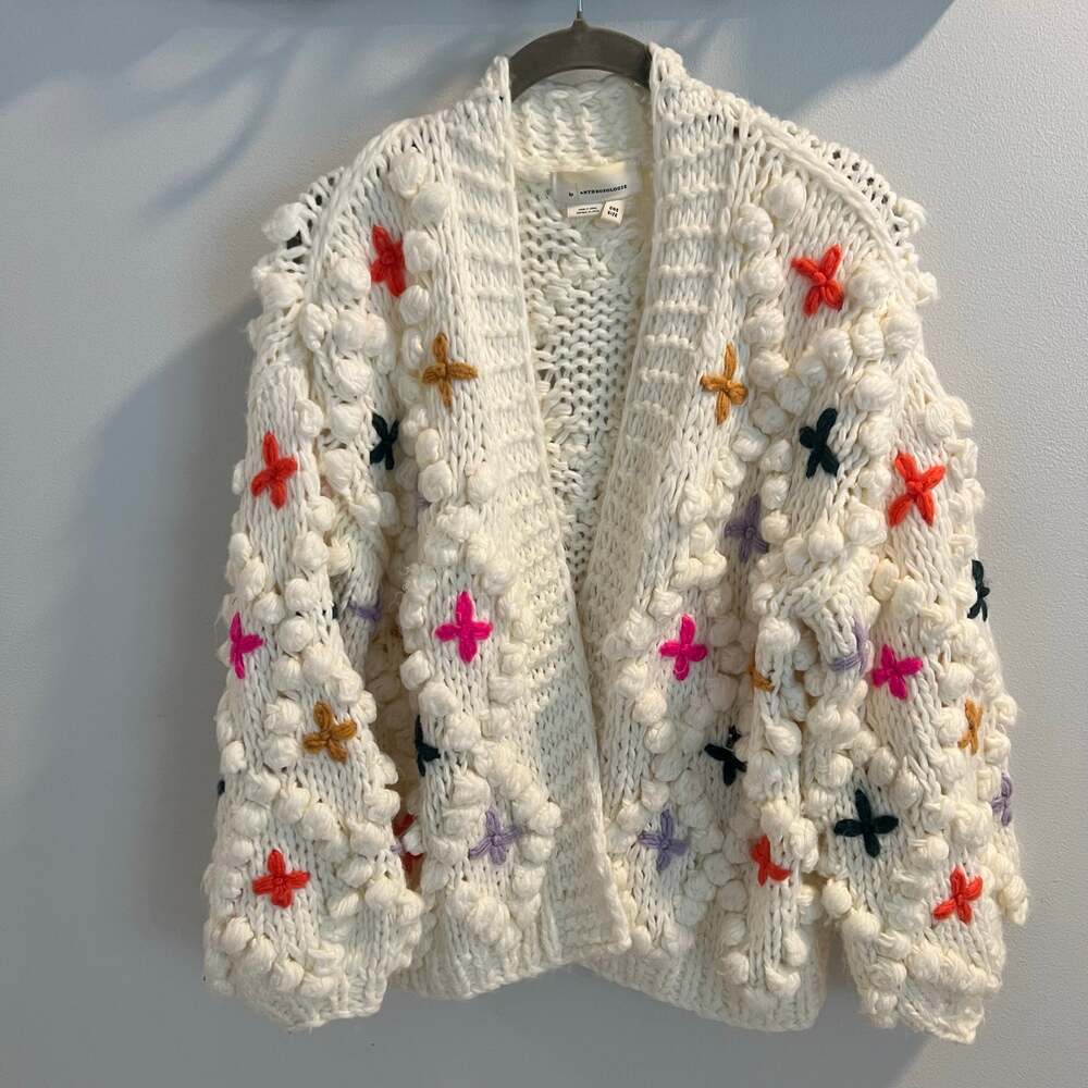 Anthropologie Bubble Open Front Chunky Knit Cardigan Sweater One Size